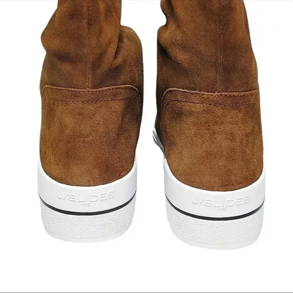 NEW J/Slides Selene Boots, Waterproof Leather, Taupe Size 7.5 Faux Fur Lined